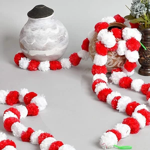 Vibrant White&Red Artificial Marigold Garland for Festivals, Weddings and Home - Picture 1 of 4