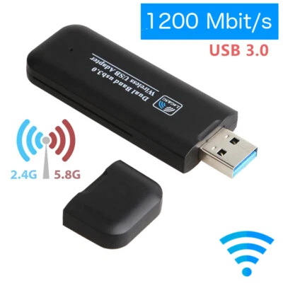 2.4G/5G 1200Mbps Wifi Adapter WLAN USB 3.0 Wireless Dongle Stick Dualband DE NEU - Bild 1 von 4