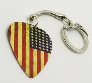 American Flag Guitar Pick Keychain - Picture 1 of 2
