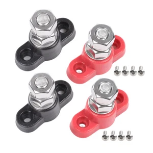 Red & Black Junction Block Power Post Set Insulated Terminal Stud 5/16" Ring B1 - Picture 1 of 7