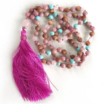 Multi-Color Stone 108 Knot Necklace Yoga energy mala Chain Men's Yoga Energy - Image 1 of 4