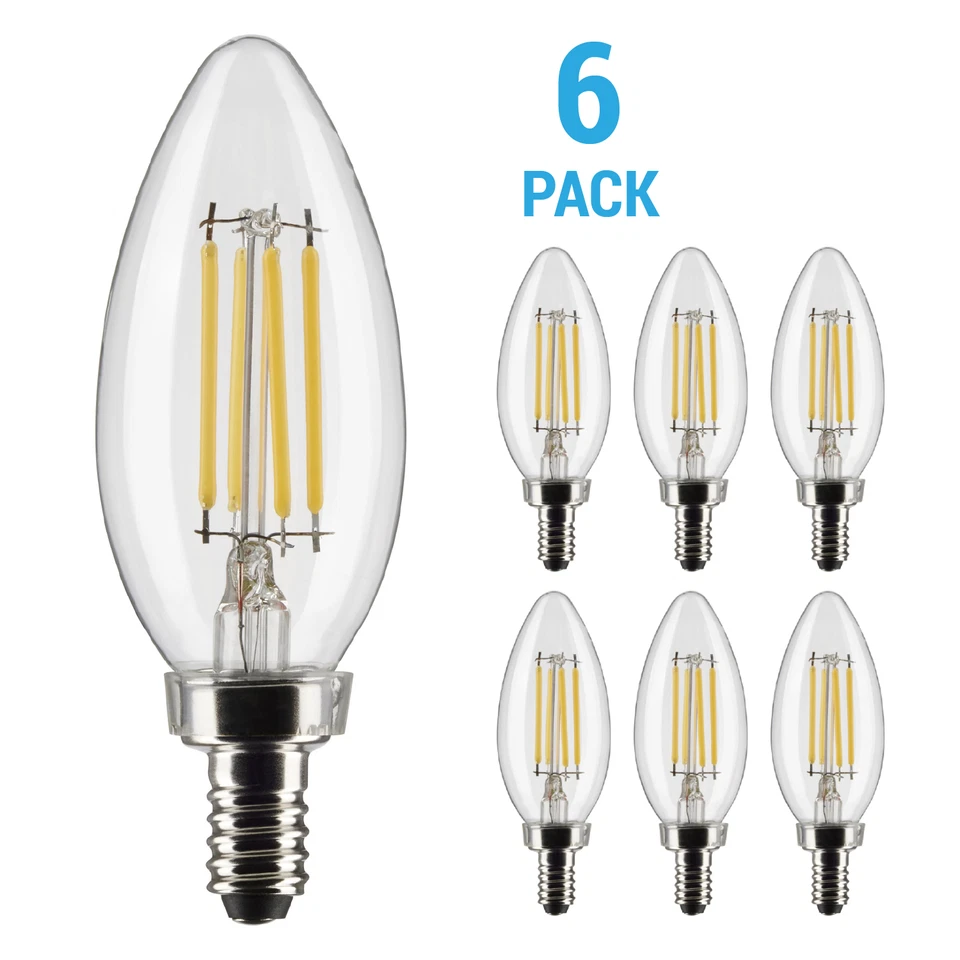 Satco S21264 4 Watt Vintage Edison Dimmable B11 Candelabra (E12) LED Bulb PK 24