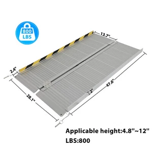 Ramp 4 FT Folding Portable Wheelchair Ramp Mobility Handicap threshold Aluminum - Picture 1 of 10