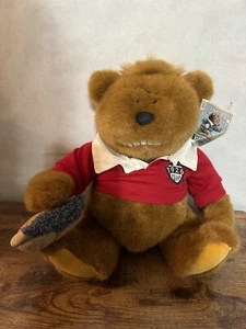 Vintage 1995 Lands End Gund Rugby Teddy Bear Brown Plush - W Red White Polo 12” - Picture 1 of 9