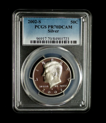 2002 S Kennedy Mint Silver Proof Half Dollar ~ Graded by PCGS Proof 70 Cover