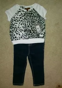 NWT 7 For All Mankind Girls Toddler 2 PC Shirt & Skinny Denim Jeans Set 18M - Picture 1 of 9