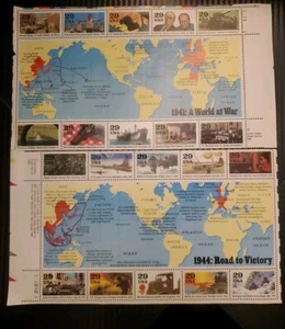Mint 1990 & 1993 U.S. Postage 20 Stamp WW II Sheets (2 mint sheets) - Picture 1 of 5