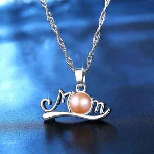 Collana scritta Mamma con perla color Champagne NUOVA San Valentino Amore Love - Foto 1 di 2