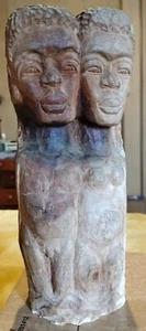 Jamaican Love Unity Totem Blue Mahoe Wood Carving By Eric Williams 13" Vintage  - Picture 1 of 16