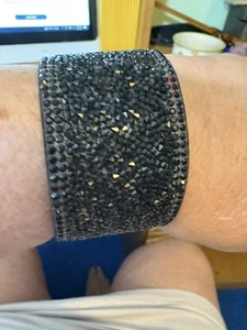 swarovski crystal leather band bracelet with toggle lock - Picture 1 of 17