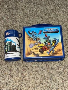 Vtg 1983 Aladdin Masters Of The Universe Blue Plastic Lunchbox W/ Thermos He-Man - Picture 1 of 4