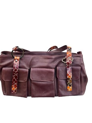 Marco Buggiani Leather Burgundy Handbag Made In Italy - Image 1 of 4