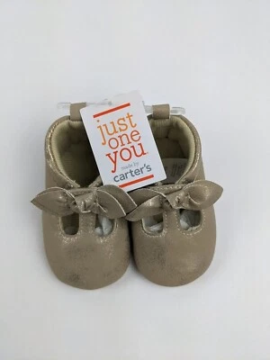 Baby Girls Bow Booties Just One You By Carters 0-3 Months Metallic Gold Infant S - Image 1 of 4