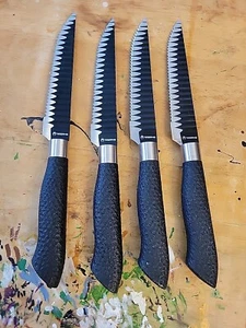 Set Of 4 Shaggal Black Premium Quality Serrated Stainless Steel Steak Knives - Picture 1 of 4