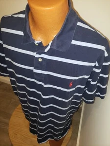 (2XB Big 2XL) Herren Polo Ralph Lauren Poloshirt Blau Gestreift Pony Logo. - Bild 1 von 5