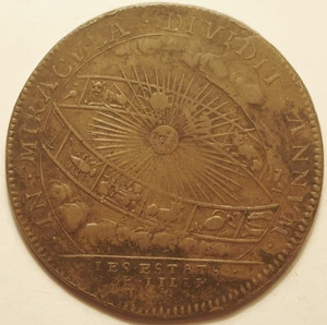 Jeton Louis XIV, Etats de Lille, 1677, signes astrologique au revers !! - Picture 1 of 2