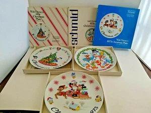 3 Piece Set Schmid Brothers Walt Disney Christmas Plates, 1973, 1974, 1976 - Picture 1 of 10