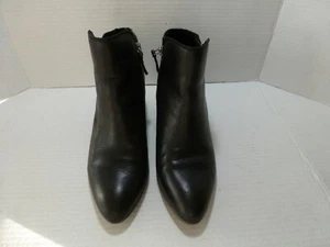 Frye Judith Double Zip Leather Ankle Boots Women 8.5M Black Stack Heel - Picture 1 of 13