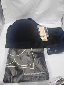 Truekind NWT 4XL Women's Daily Comfort Wirefree Shaper Bra Black - Picture 1 of 9