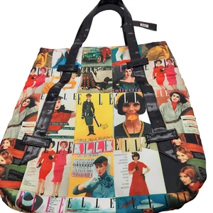 Vintage ELLE Tote Bag Magazine Retro Cover Girl Fabric Purse NWT Paris Fashion - Picture 1 of 7