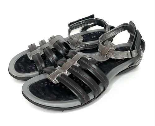 Sandali comodi ECCO donna flash con cinturino metallizzato argento nero viola taglia 11