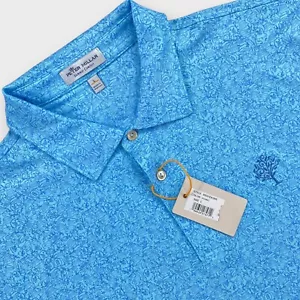 Camisa Polo Peter Millar Para Hombres Grande Azul AOP Tillis Verano Comodidad CaddyShack - Imagen 1 de 12