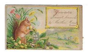Early 1900's Trade Card Reward of Merit By Teacher -Rabbit, Flowers, Field - Picture 1 of 2