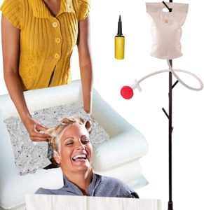 Portable Shampoo Bowl with Sprayer and Water Bag, Portable Inflatable Bedside Ha - Picture 1 of 12