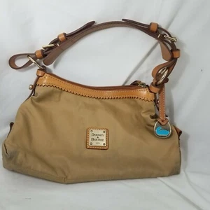 DOONEY & BOURKE Nylon Tan Leather shoulder Handbag Purse Bag - Picture 1 of 9