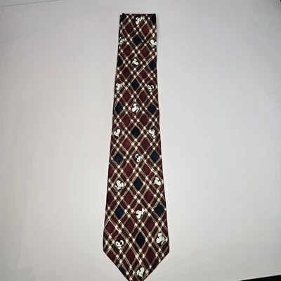 Peanuts Snoopy Joe Gridlock Official Men’s Tie 100% Silk Maroon And Blue EUC  - Image 1 of 4