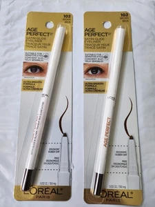 2 PACK Loreal #102 BROWN, AGE PERFECT SATIN GLIDE EYELINER. CARDED, FREE SHIP. - Picture 1 of 1