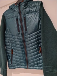 Superdry Hoodie Mens Zip Hybrid Storm Mountain Chevron Block Green XL 01AR 146 - Imagen 1 de 13
