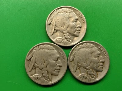 1936 PDS Buffalo Nickel Set. Better. Actual Coins.  - Image 1 of 2