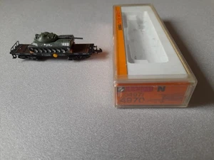 modelleisenbahn wagon mit ladegut panzer 4970 arnold spur n ovp - Bild 1 von 7