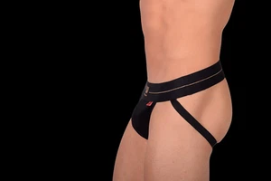 LVW AMSTERDAM Gold Jockstrap Smooth Italian Cotton Jock Black GLV101 13 - Picture 1 of 12