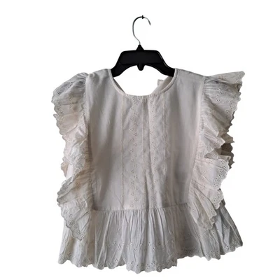 NWT Crewcuts J. Crew Eyelet Top Cotton Voile Ruffle Cropped Ivory Girls Size 12 - Image 1 of 4
