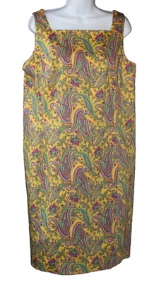 Платье-футляр Wild Fun Lauren Ralph Lauren размер 14 ярко-желтое с принтом пейсли - Изображение 1 из 4