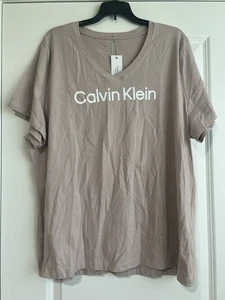 Camiseta para mujer Calvin Klein Performance elástica cuello en V 2X logotipo nueva con etiquetas - Imagen 1 de 10