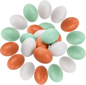 ZEAYEA 24 Pieces Wooden Fake Eggs, 3 Color Faux Eggs for DIY Easter Eggs,... - Picture 1 of 6