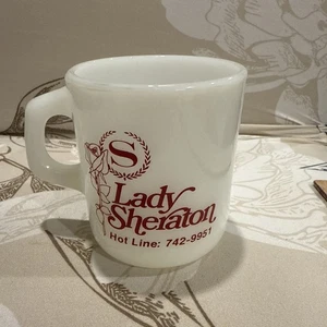 Vtg Galaxy Milk Glass Cup Mug Lady Sheraton Hot Line - Picture 1 of 8