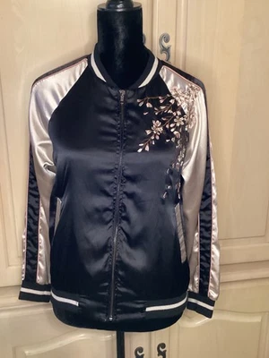 Chaqueta de satén Cotton Candy LA bordada con cremallera talla XS Foto 1 de 4