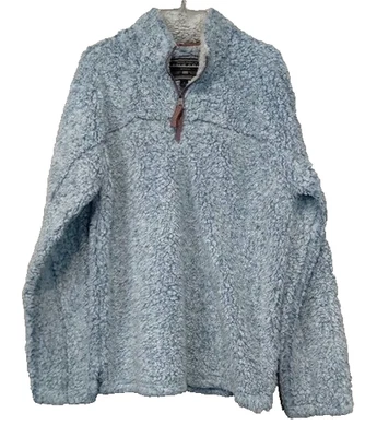 Chaqueta Pullover Sherpa True Grit Mujer Azul Medio 1/4 Cremallera Exterior Gorpcore Foto 1 de 4