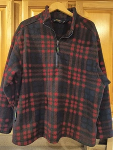 Chaqueta Eddie Bauer EBTEK para hombre XXLarge roja negra a cuadros polar 1/4 cremallera - Imagen 1 de 13