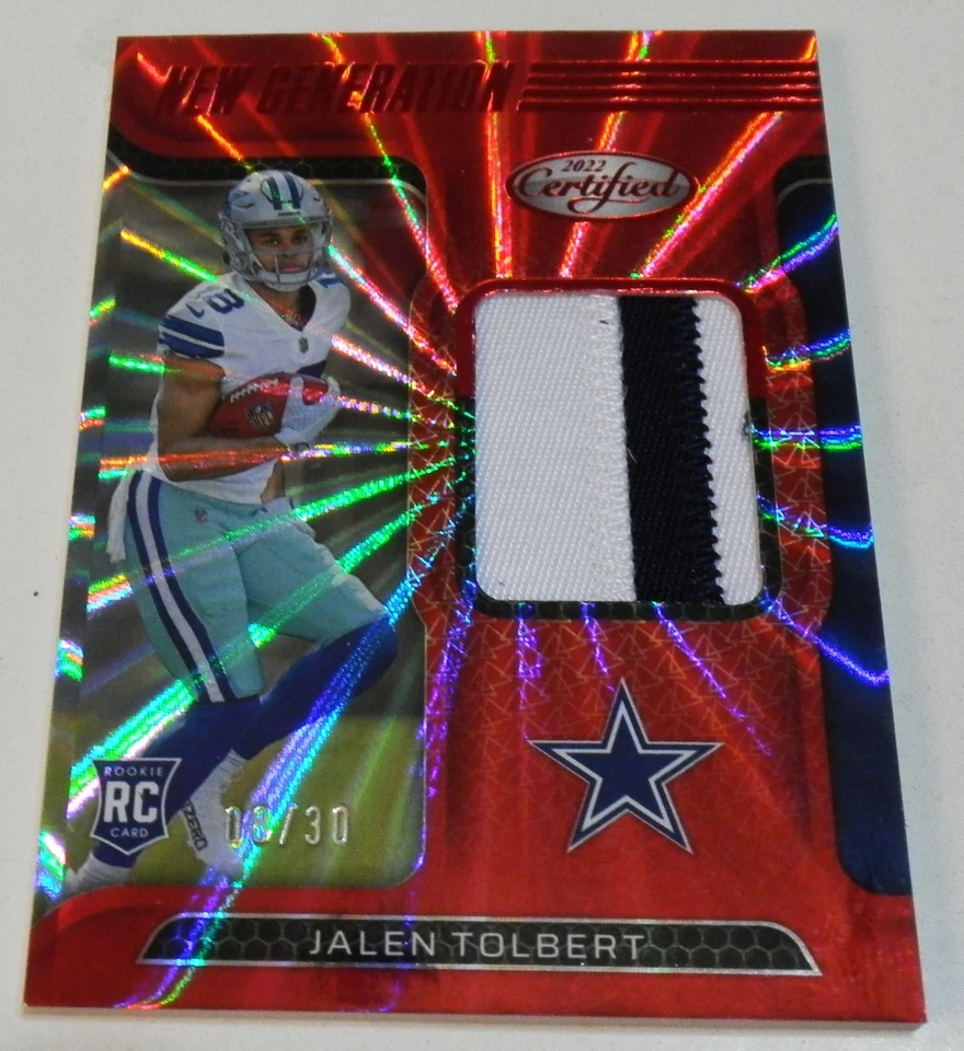 JALEN TOLBERT 2022 PANINI CERTIFIED NEW GENERATIONS JERSEY RC #8/30 - Image 1 of 4