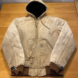 Abrigo de invierno para hombre Carhartt mediano faltan etiquetas muy desgastado, manchado desvanecido - Imagen 1 de 14