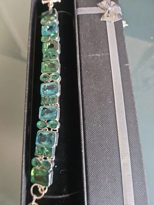 Pulsera Tenis Topacio Místico Silvertone 7-8" Nueva Sin Etiquetas  Foto 1 de 4