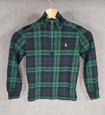 Polo Ralph Lauren Sweater Sz 6 Green Lil Pony Boys 1/4 Zip Collared Holiday  - Image 1 of 4