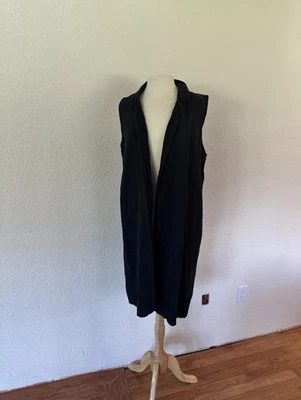 Eileen Fisher Black Open Layering Vest Long L - Image 1 of 4