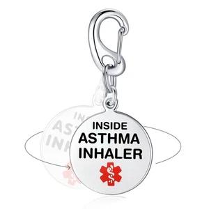 Divoti vorgravierter Asthma-Inhalator im Beutelanhänger 1,25 Zoll mit Quick Clip - Bild 1 von 4