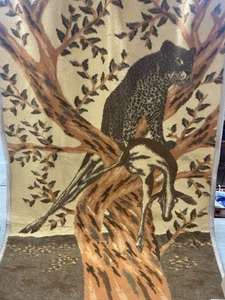 Vintage Wandteppich Wandbehang/Bettdecke Gepard & Leopard 66" x 8 Fuß SELTEN - Bild 1 von 3